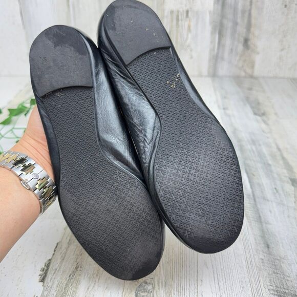 TORY BURCH BLACK BALLERINA BALLET SLIP ON FLATS W/ GOLD LOGO SIZE 6M - Picture 7 of 7